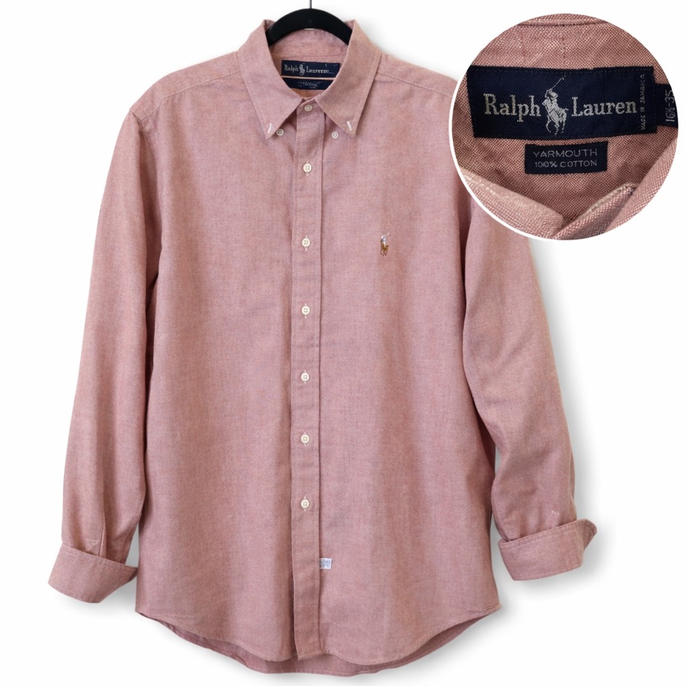 Ralph Lauren Yarmouth Button Down Shirt Men 15.5‎ Pink Oxford Classic Fit Cotton
